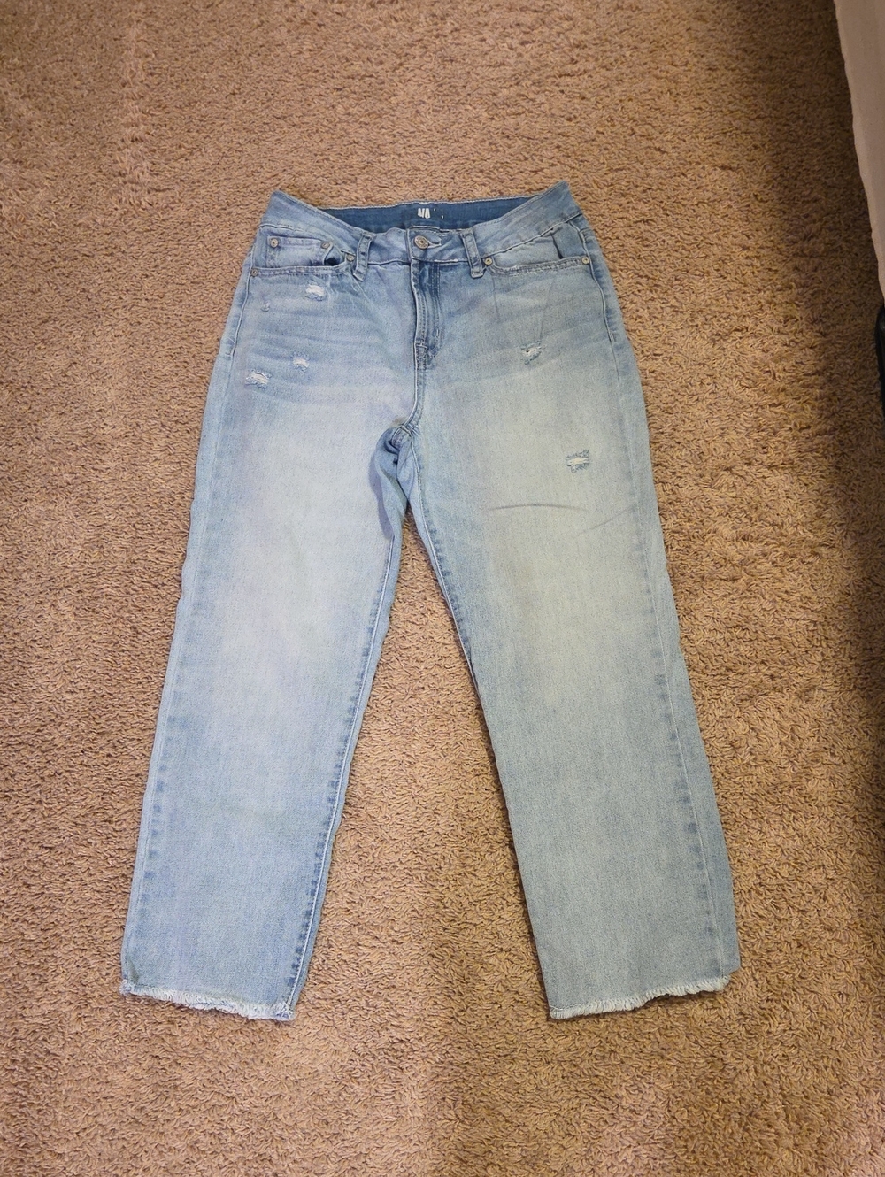 ReWash Light Blue Straight Leg Frayed Hem Cropped Jeans